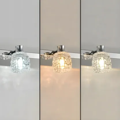 Modern Chrome Vanity Light with Glass Shades Bathroom Image - 10