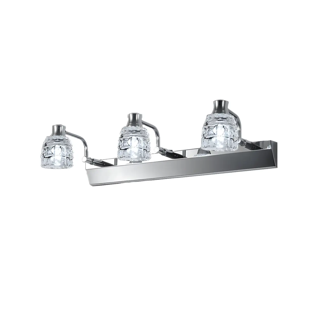 Modern Chrome Vanity Light with Glass Shades Bathroom Image - 11 | homeyfad