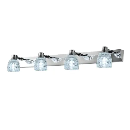 Modern Chrome Vanity Light with Glass Shades Bathroom Image - 12