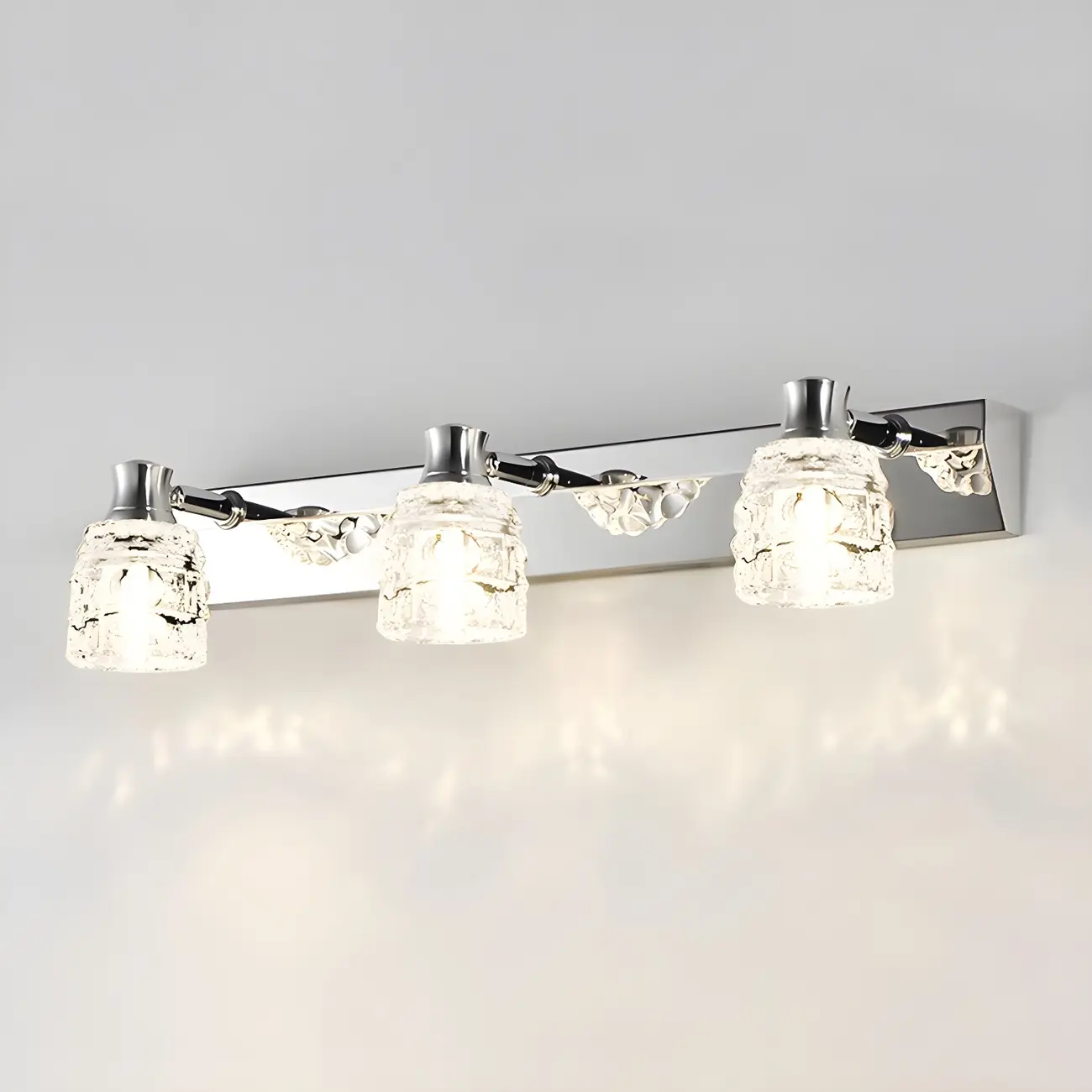 Modern Chrome Vanity Light with Glass Shades Bathroom Image - 13 | homeyfad