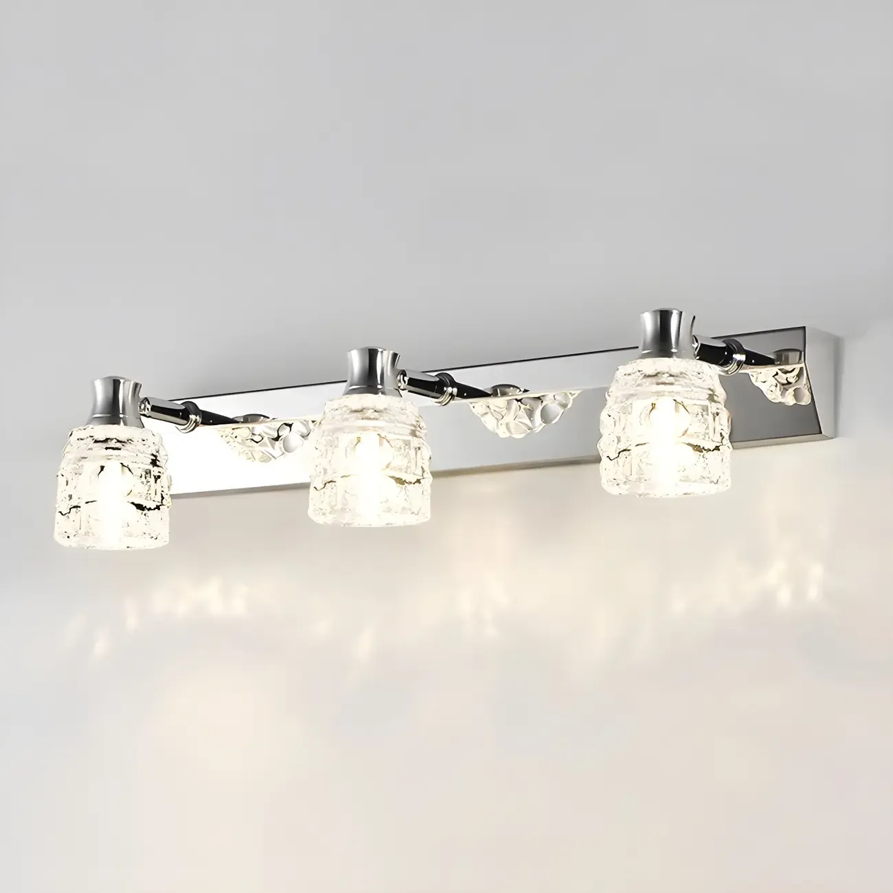 Modern Chrome Vanity Light with Glass Shades Bathroom Image - 13