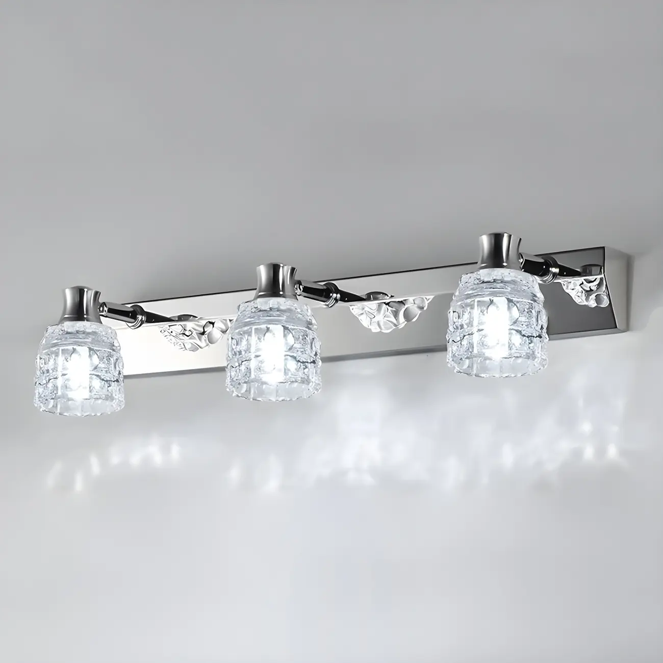 Modern Chrome Vanity Light with Glass Shades Bathroom Image - 17 | homeyfad