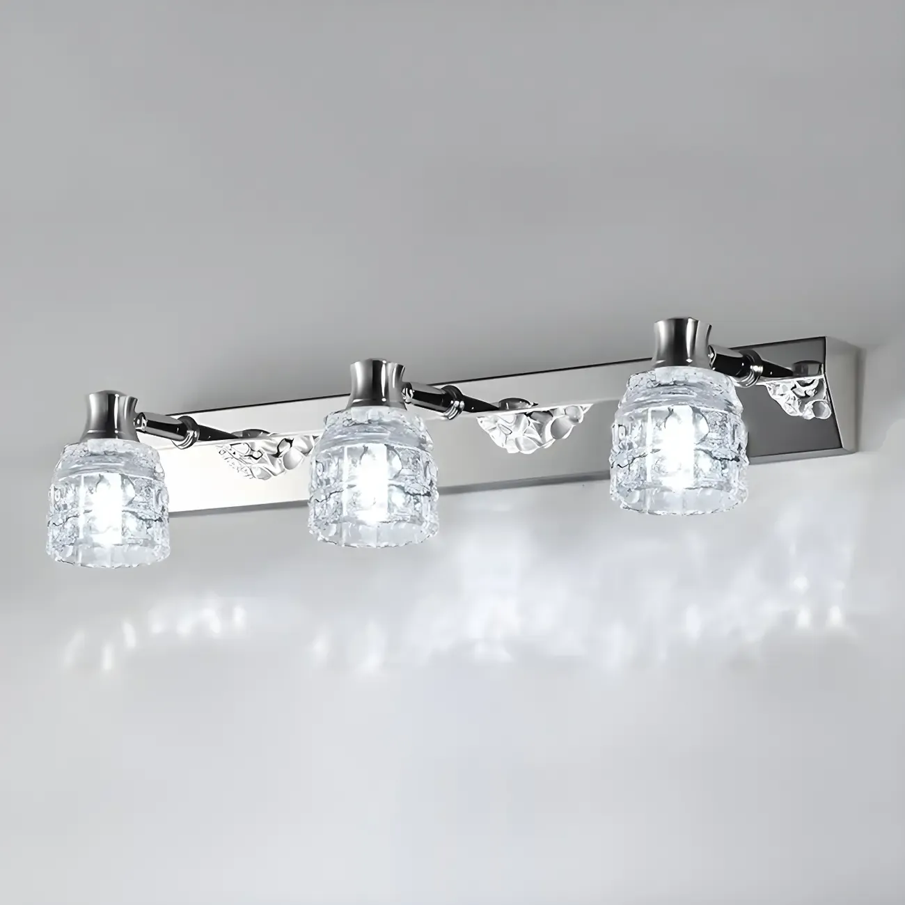 Modern Chrome Vanity Light with Glass Shades Bathroom Image - 17