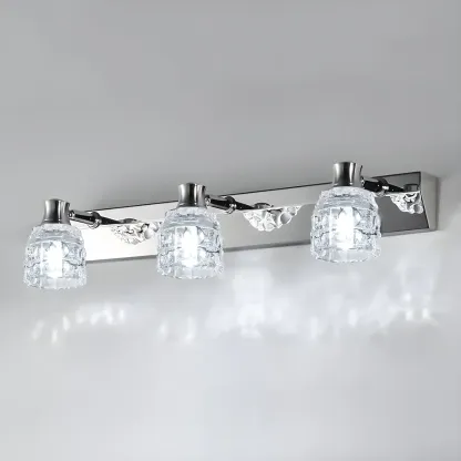 Modern Chrome Vanity Light with Glass Shades Bathroom Image - 17