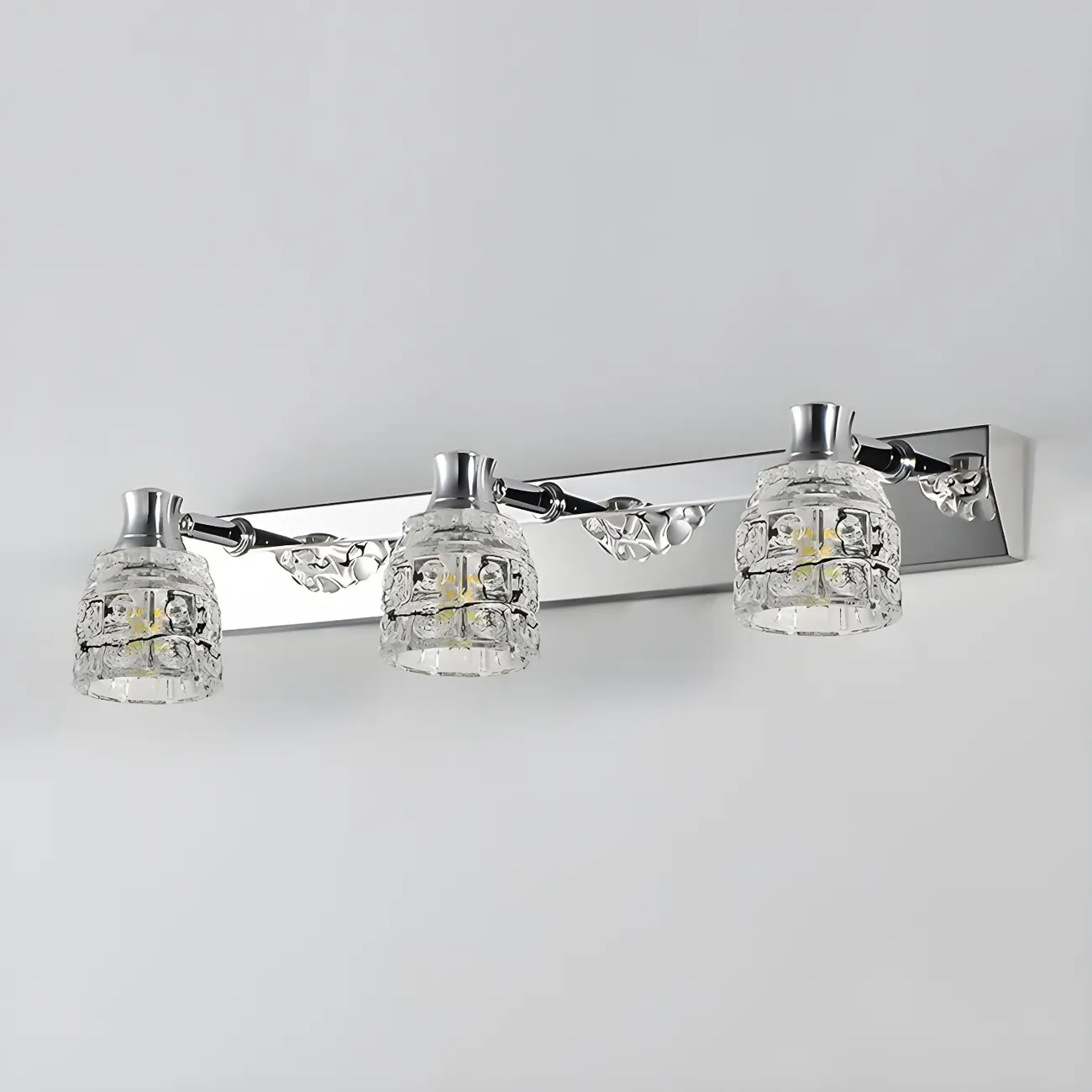 Modern Chrome Vanity Light with Glass Shades Bathroom Image - 20 | homeyfad
