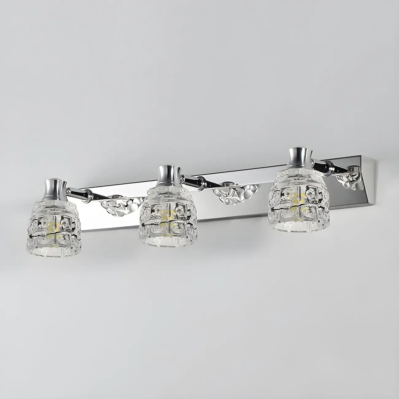 Modern Chrome Vanity Light with Glass Shades Bathroom Image - 20