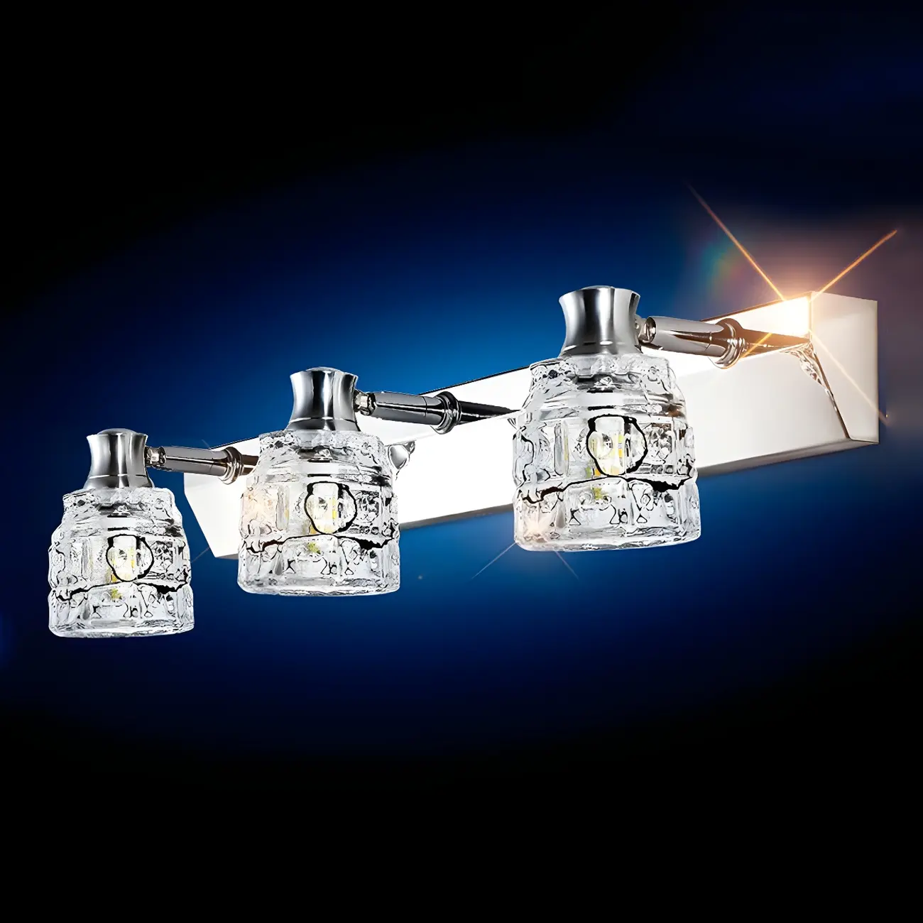 Modern Chrome Vanity Light with Glass Shades Bathroom Image - 21 | homeyfad