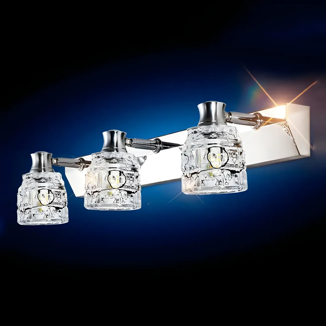 Modern Chrome Vanity Light with Glass Shades Bathroom Image - 21