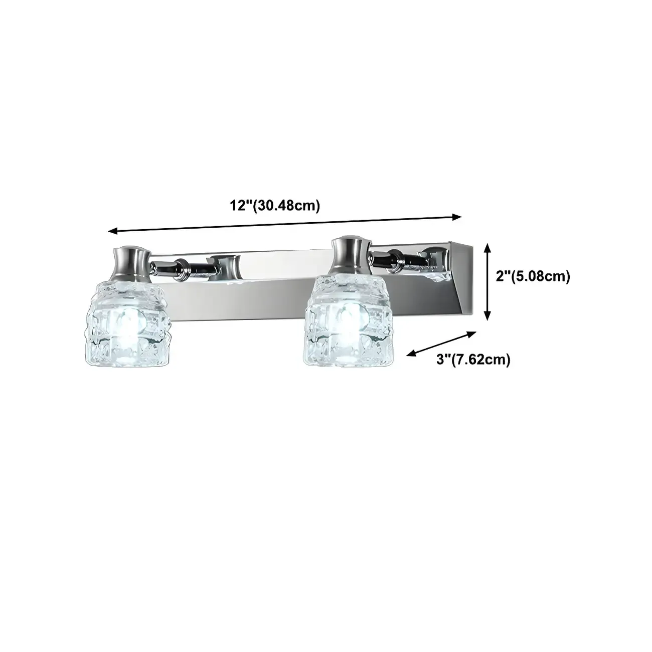 Modern Chrome Vanity Light with Glass Shades Bathroom #size