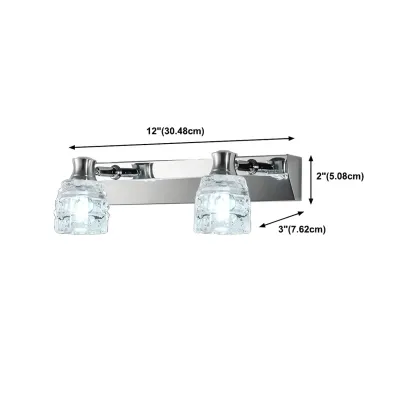 Modern Chrome Vanity Light with Glass Shades Bathroom #size