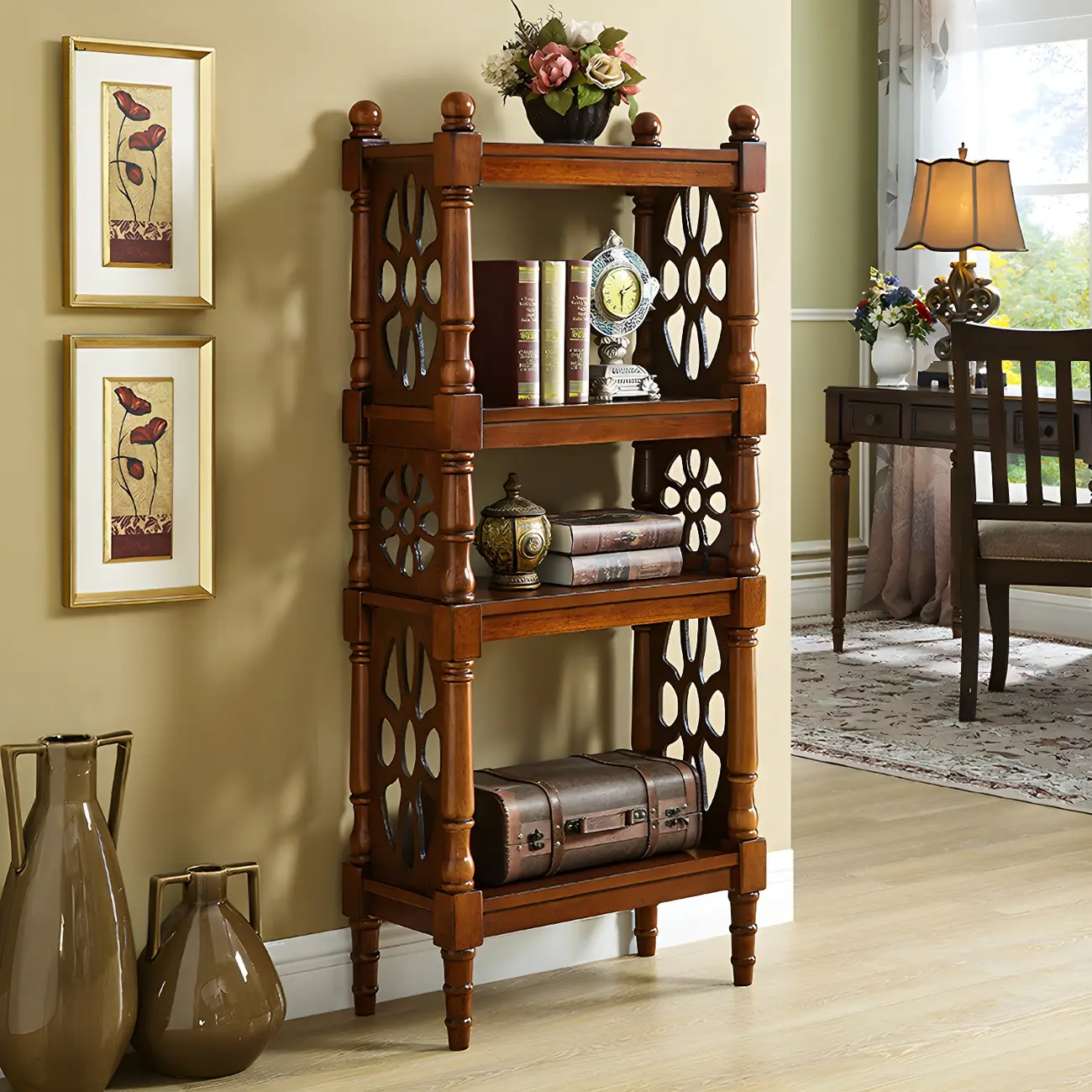 Scandinavian Walnut Wood Display Etagere Bookcase Image - 1 | homeyfad