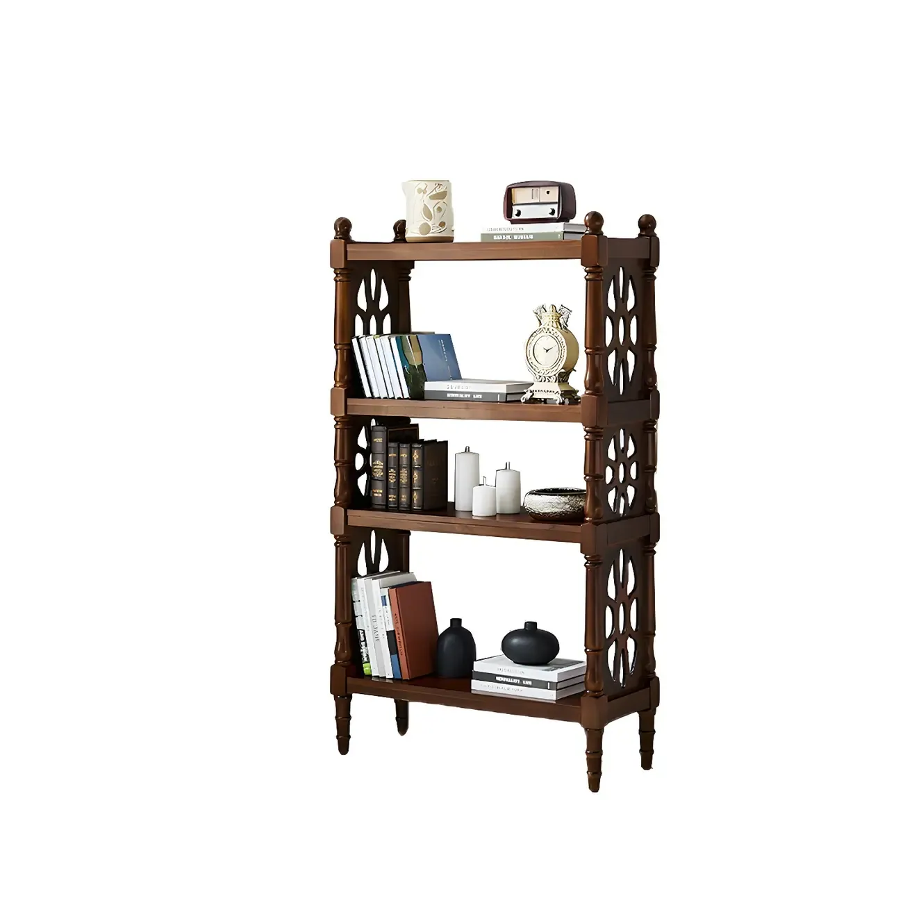 Scandinavian Walnut Wood Display Etagere Bookcase Image - 5