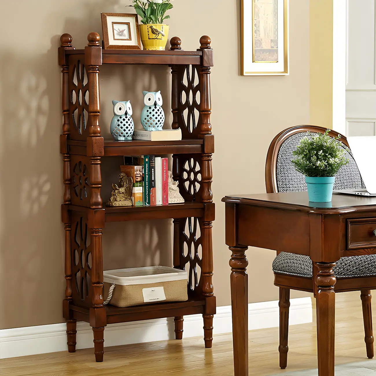 Scandinavian Walnut Wood Display Etagere Bookcase Image - 2 | homeyfad