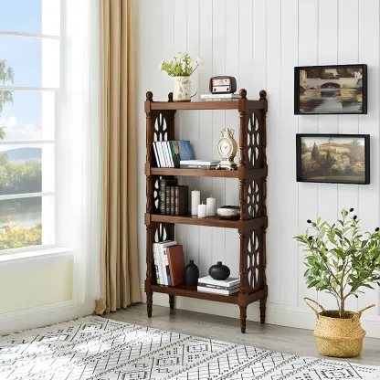 Scandinavian Walnut Wood Display Etagere Bookcase Image - 3