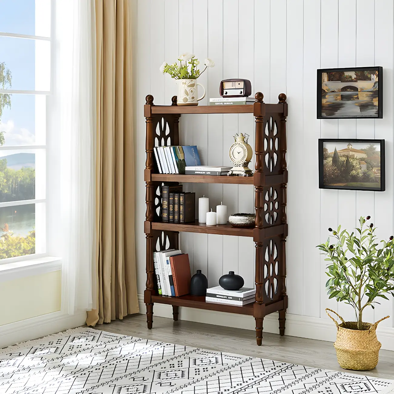Scandinavian Walnut Wood Display Etagere Bookcase Image - 4 | homeyfad