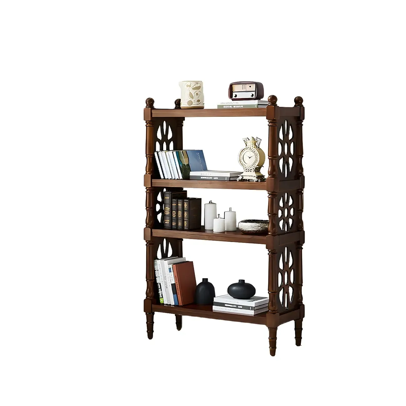 Scandinavian Walnut Wood Display Etagere Bookcase Image - 9