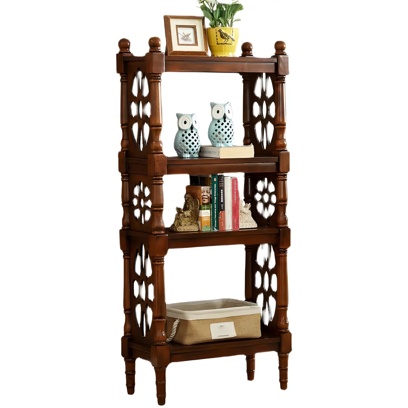 Scandinavian Walnut Wood Display Etagere Bookcase Image - 10 | homeyfad