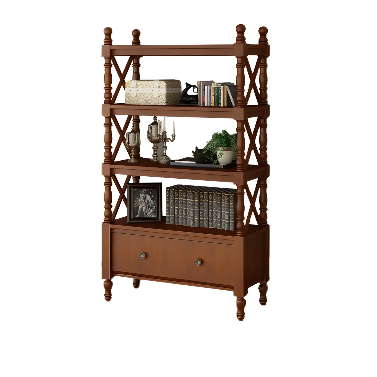 Scandinavian Walnut Wood Display Etagere Bookcase Image - 15 | homeyfad