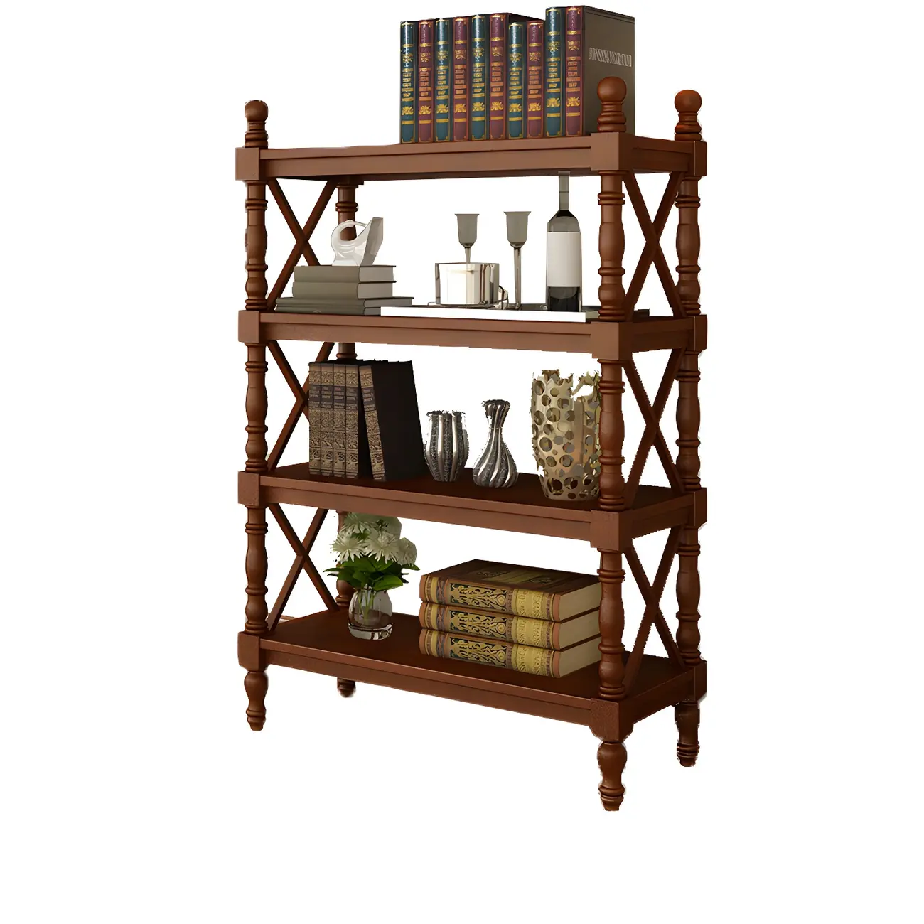 Scandinavian Walnut Wood Display Etagere Bookcase Image - 20 | homeyfad