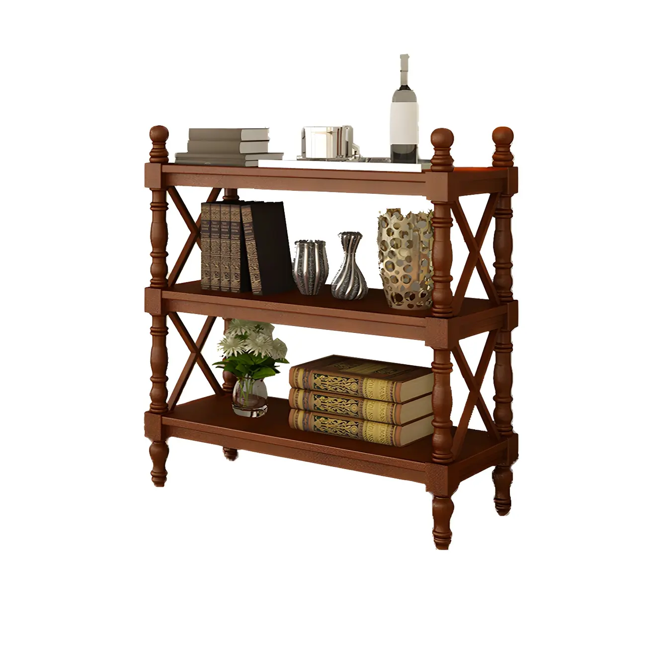 Scandinavian Walnut Wood Display Etagere Bookcase Image - 22 | homeyfad