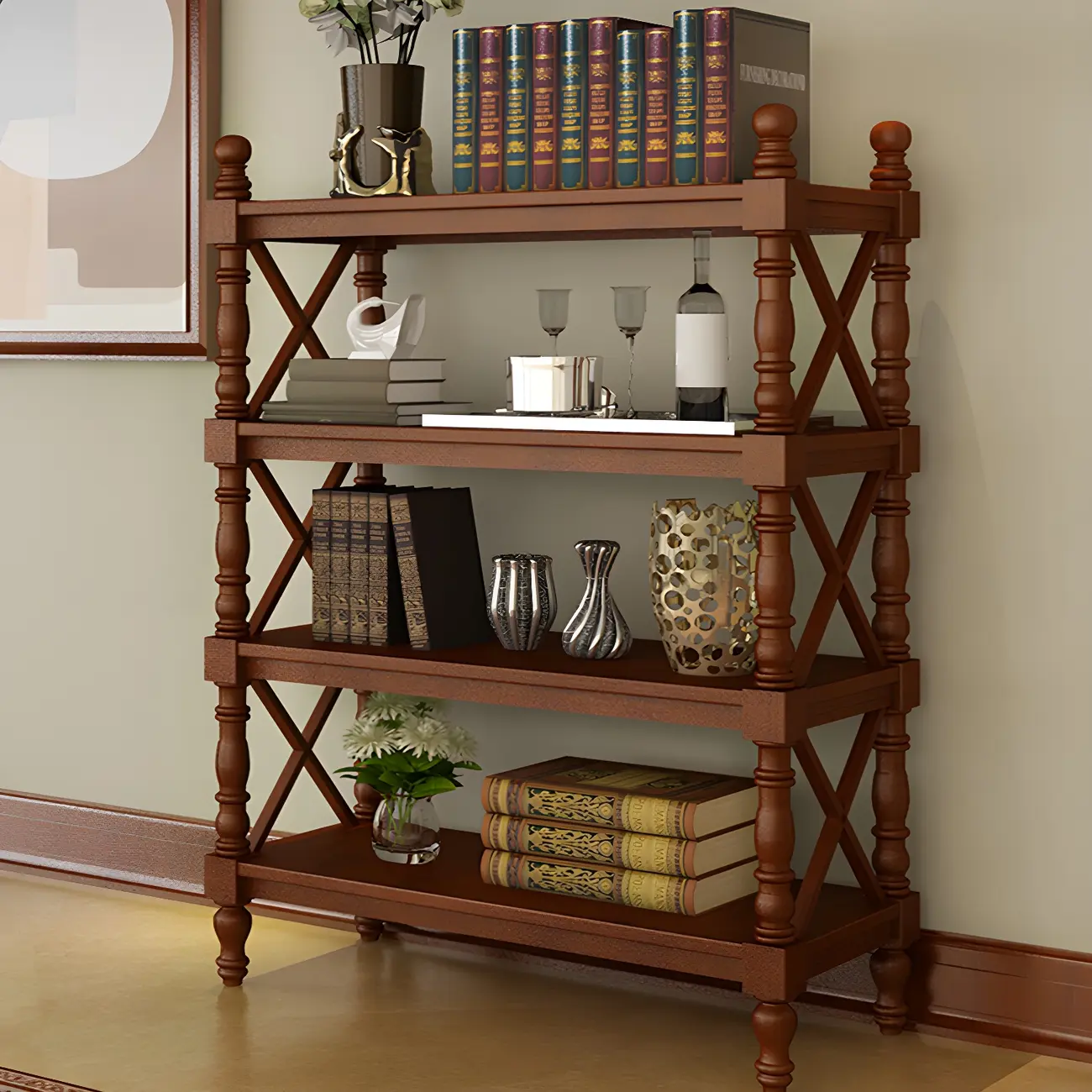 Scandinavian Walnut Wood Display Etagere Bookcase Image - 24 | homeyfad