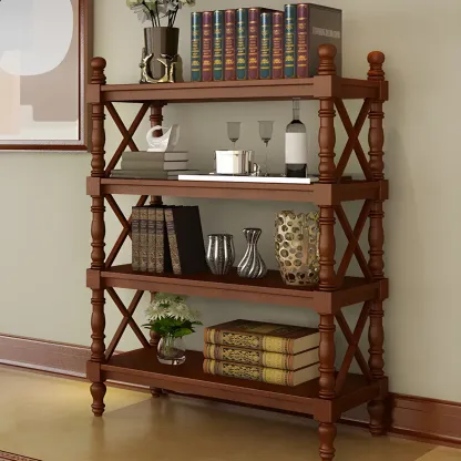 Scandinavian Walnut Wood Display Etagere Bookcase Image - 24