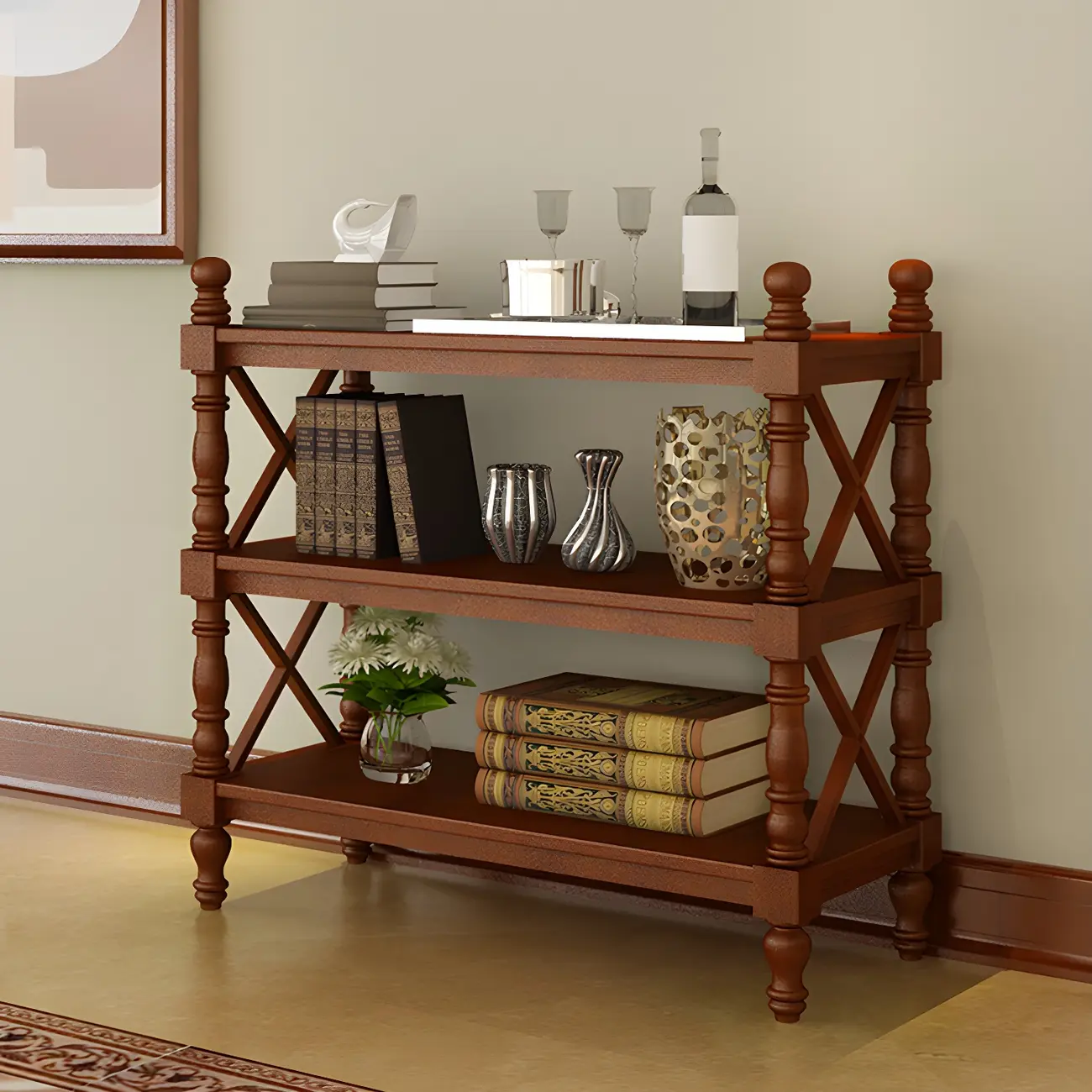 Scandinavian Walnut Wood Display Etagere Bookcase Image - 25 | homeyfad