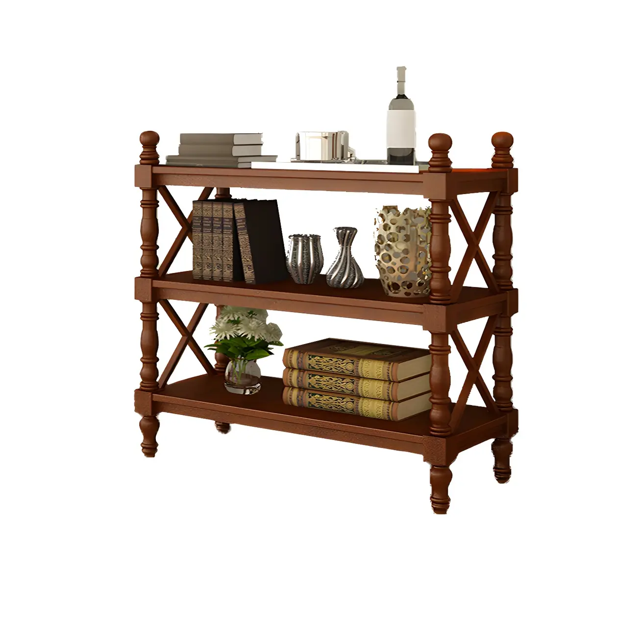 Scandinavian Walnut Wood Display Etagere Bookcase Image - 26 | homeyfad