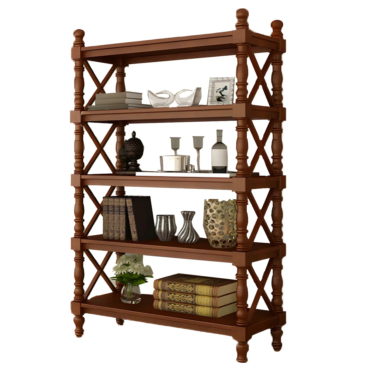 Scandinavian Walnut Wood Display Etagere Bookcase Image - 30 | homeyfad