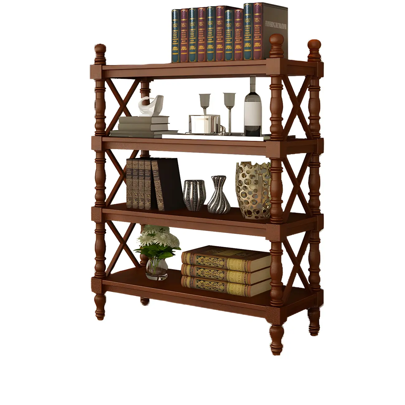 Scandinavian Walnut Wood Display Etagere Bookcase Image - 31 | homeyfad