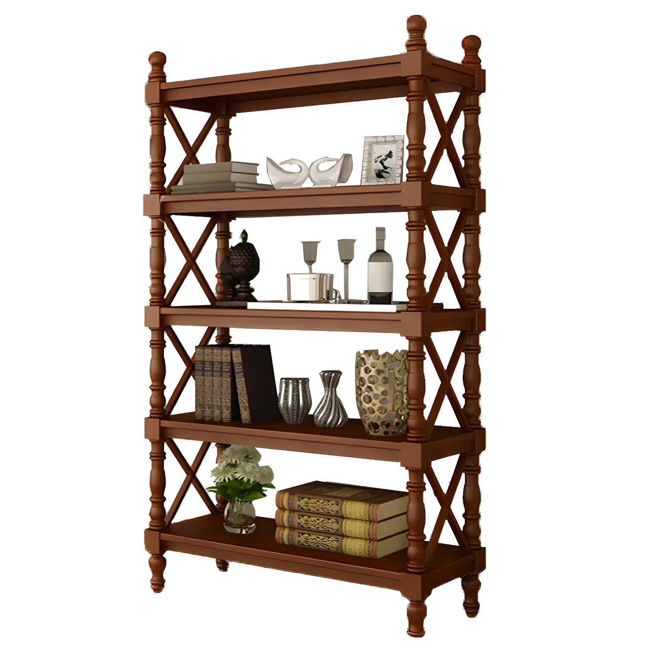 Scandinavian Walnut Wood Display Etagere Bookcase Image - 32 | homeyfad