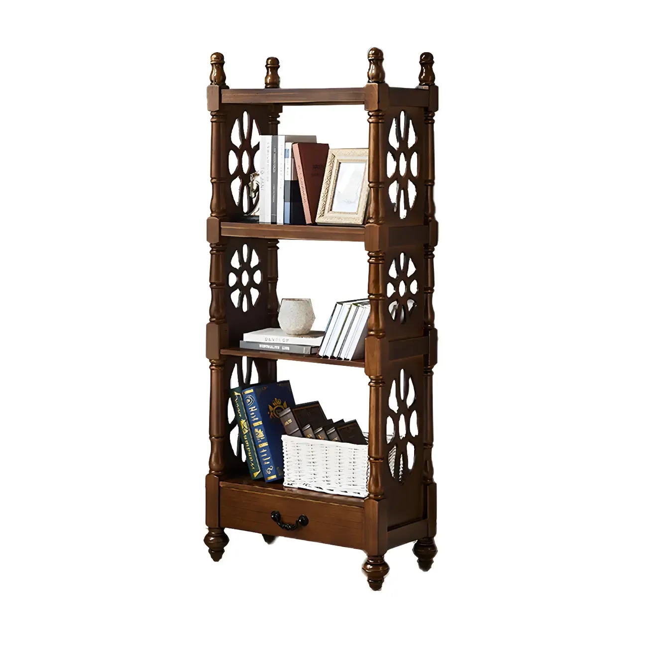 Scandinavian Walnut Wood Display Etagere Bookcase Image - 33