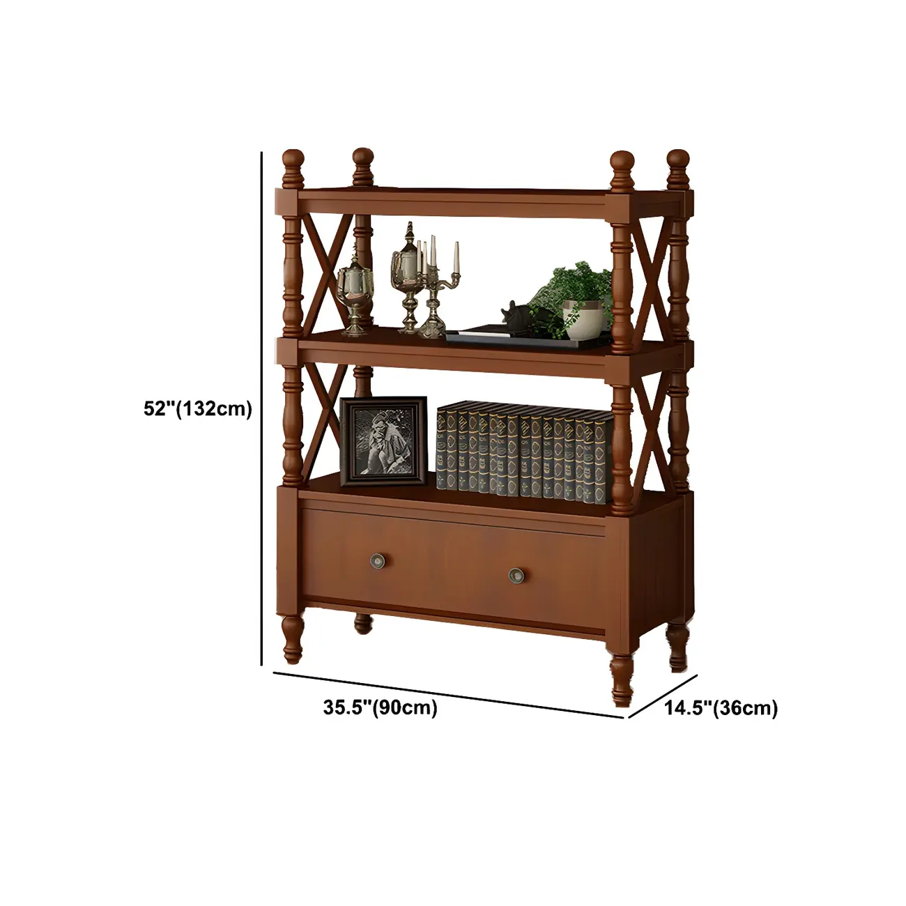 Scandinavian Walnut Wood Display Etagere Bookcase #size | homeyfad
