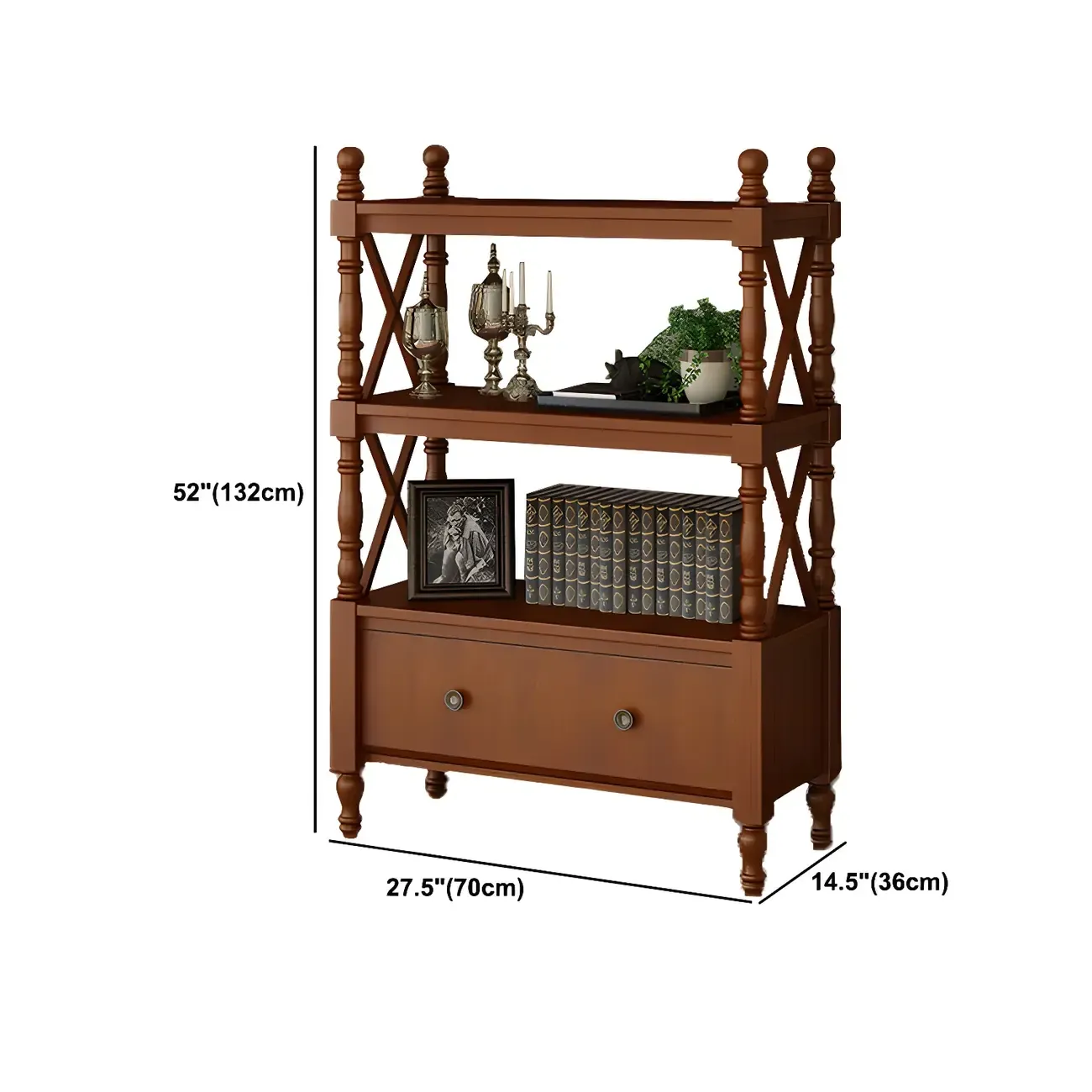 Scandinavian Walnut Wood Display Etagere Bookcase Image - 45