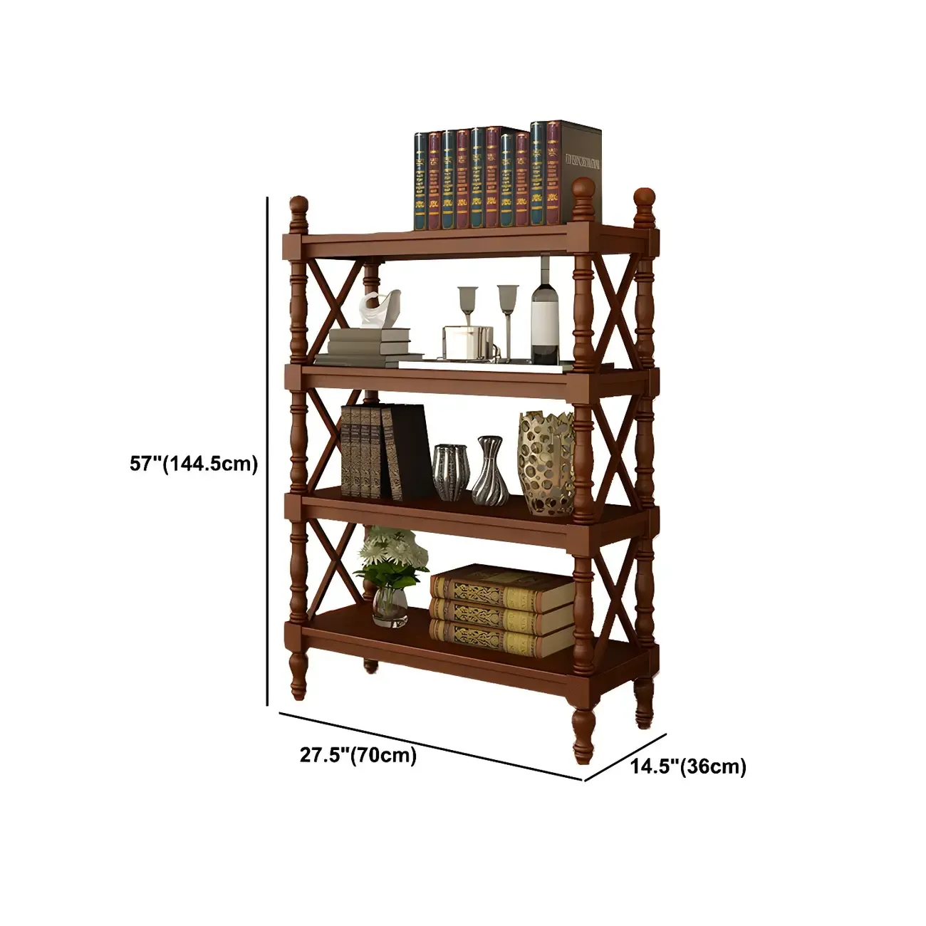 Scandinavian Walnut Wood Display Etagere Bookcase Image - 46