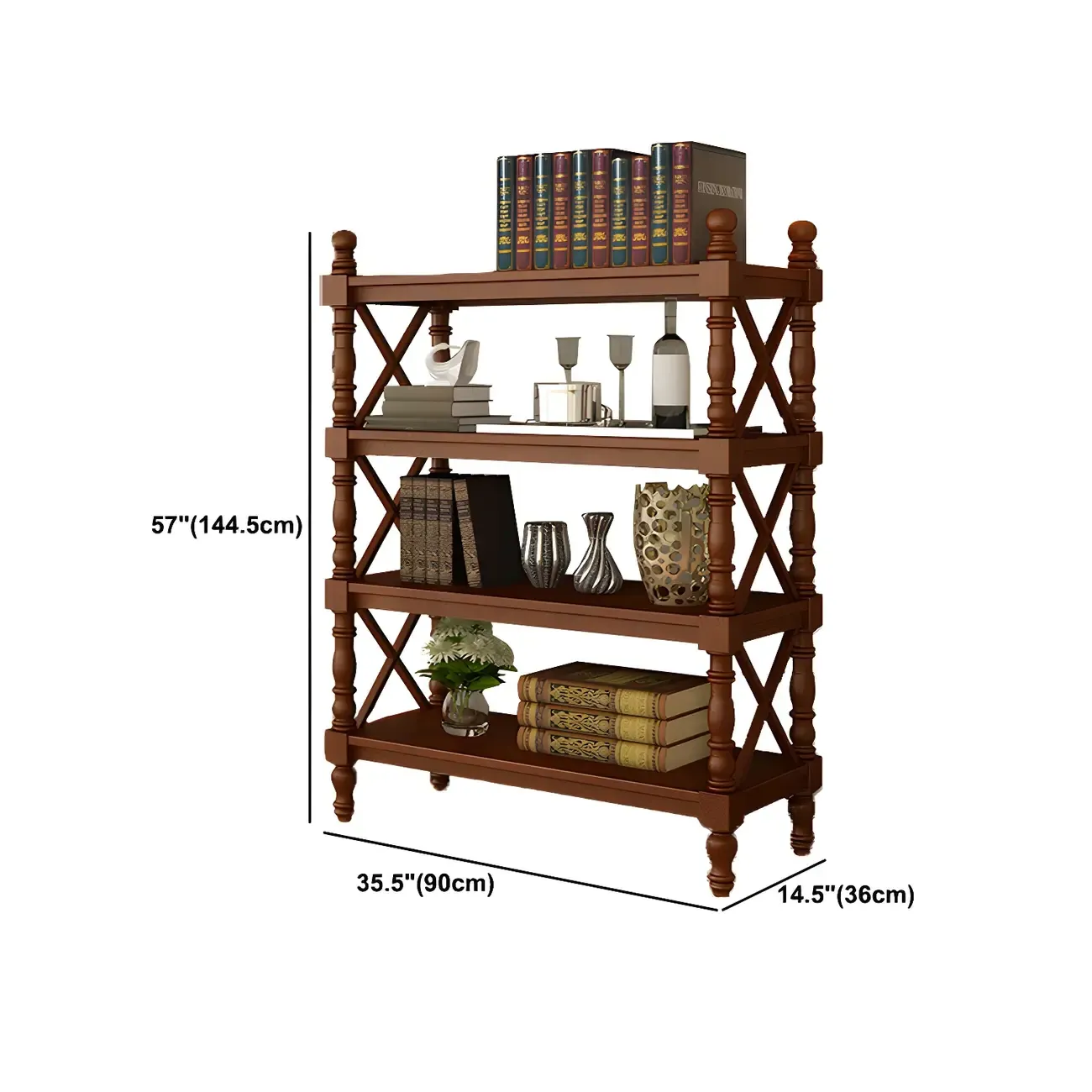 Scandinavian Walnut Wood Display Etagere Bookcase Image - 50