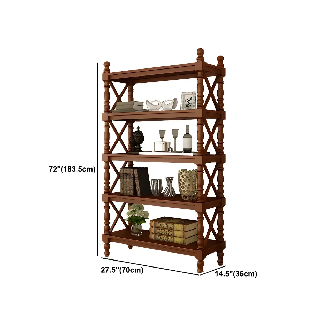 Scandinavian Walnut Wood Display Etagere Bookcase Image - 51