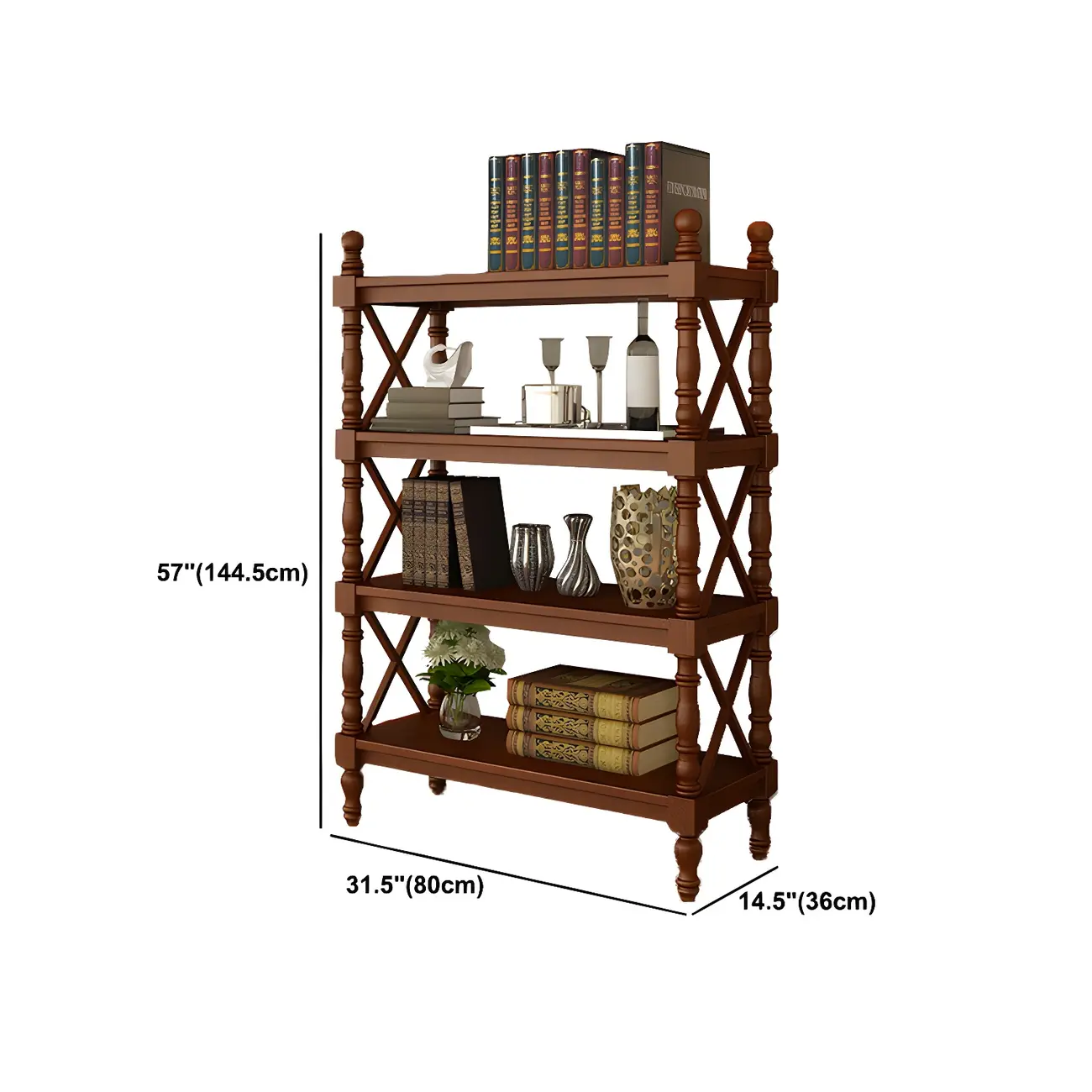 Scandinavian Walnut Wood Display Etagere Bookcase Image - 52 | homeyfad