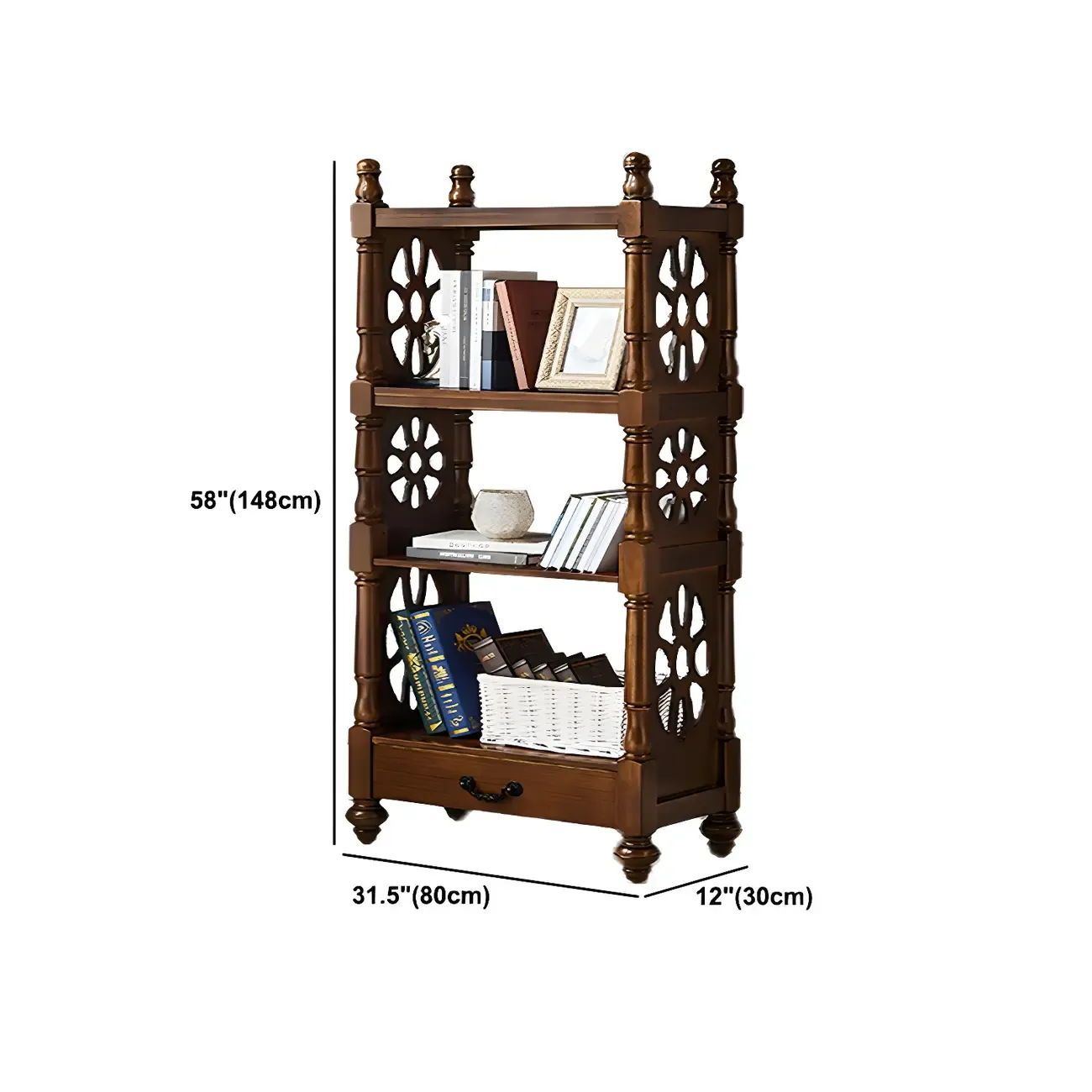 Scandinavian Walnut Wood Display Etagere Bookcase Image - 60