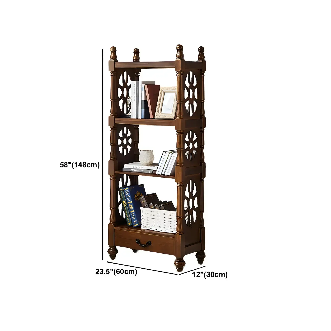 Scandinavian Walnut Wood Display Etagere Bookcase Image - 61