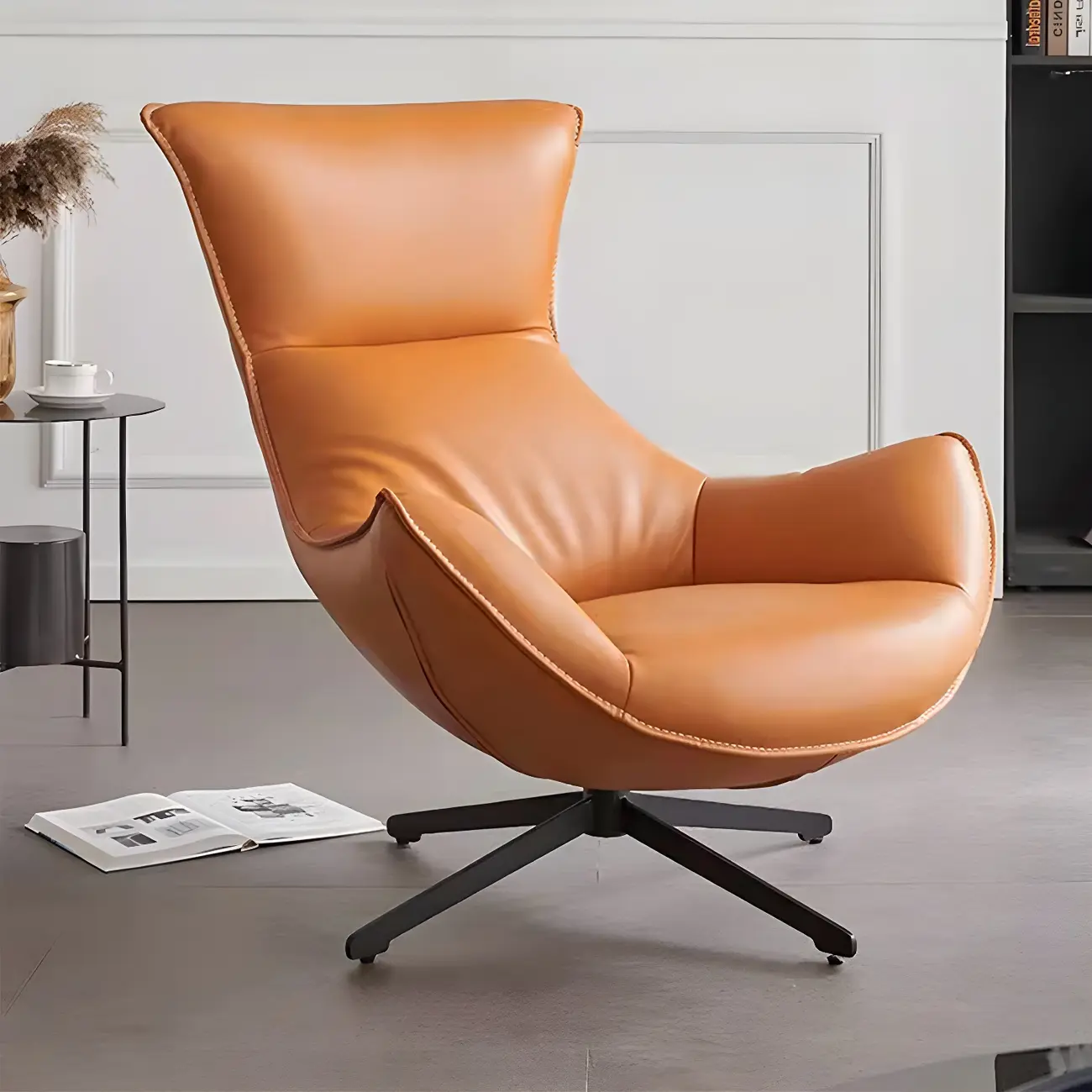 Modern Leather Brown Lounge Chair with Ottoman | homeyfad
