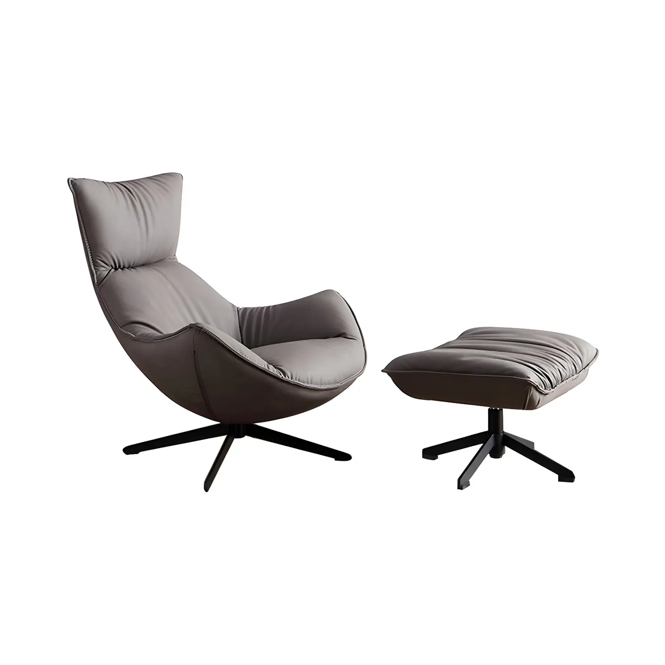 Modern Leather Brown Lounge Chair with Ottoman | homeyfad