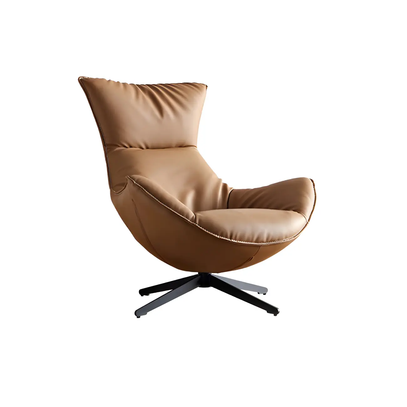 Modern Leather Brown Lounge Chair with Ottoman | homeyfad