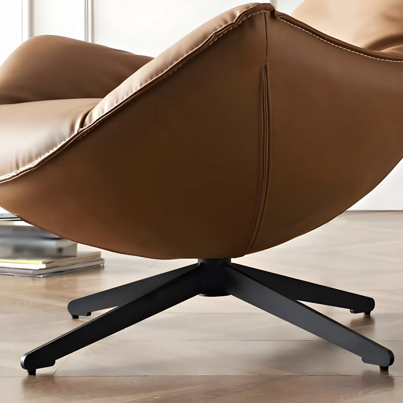 Modern Leather Brown Lounge Chair with Ottoman | homeyfad