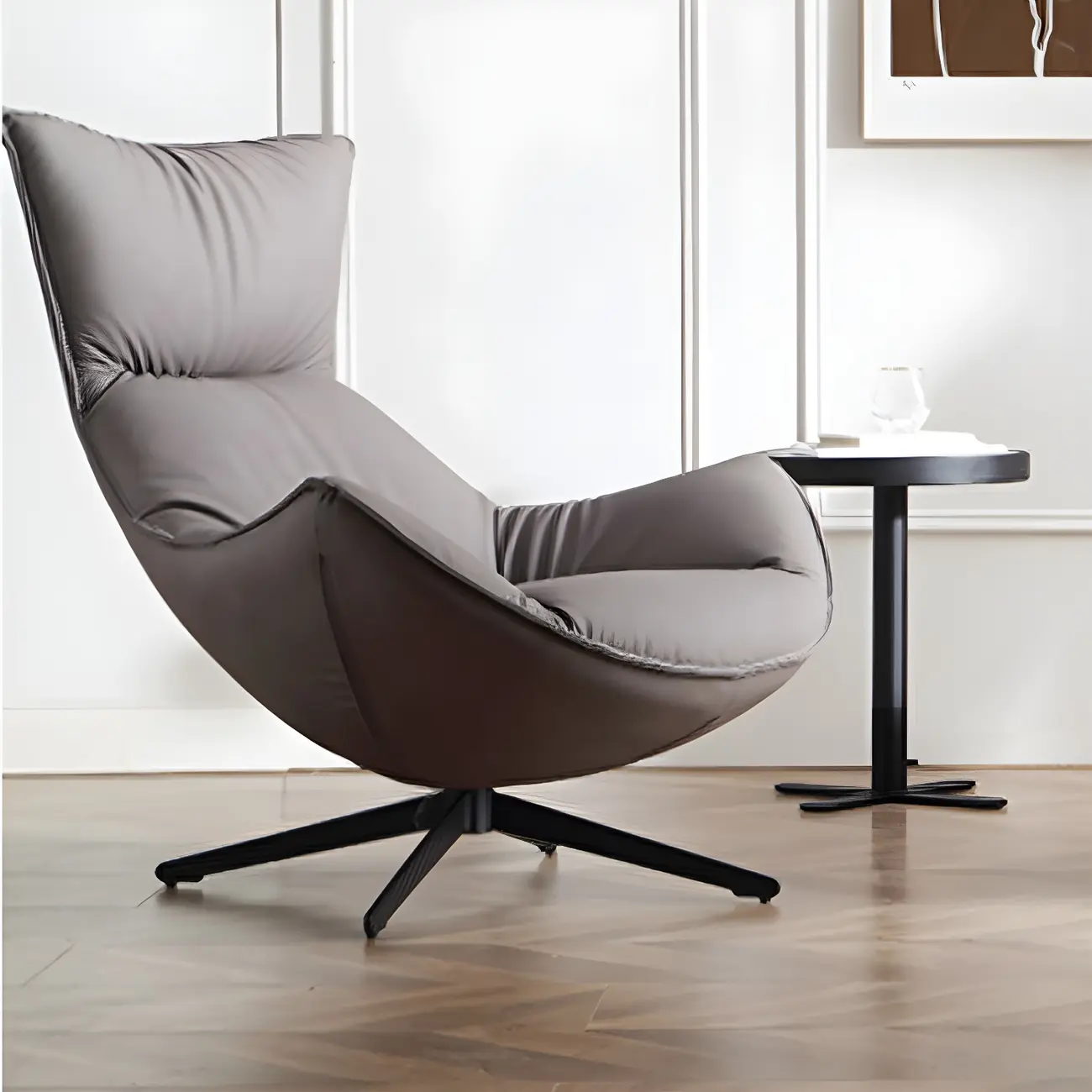 Modern Leather Brown Lounge Chair with Ottoman | homeyfad
