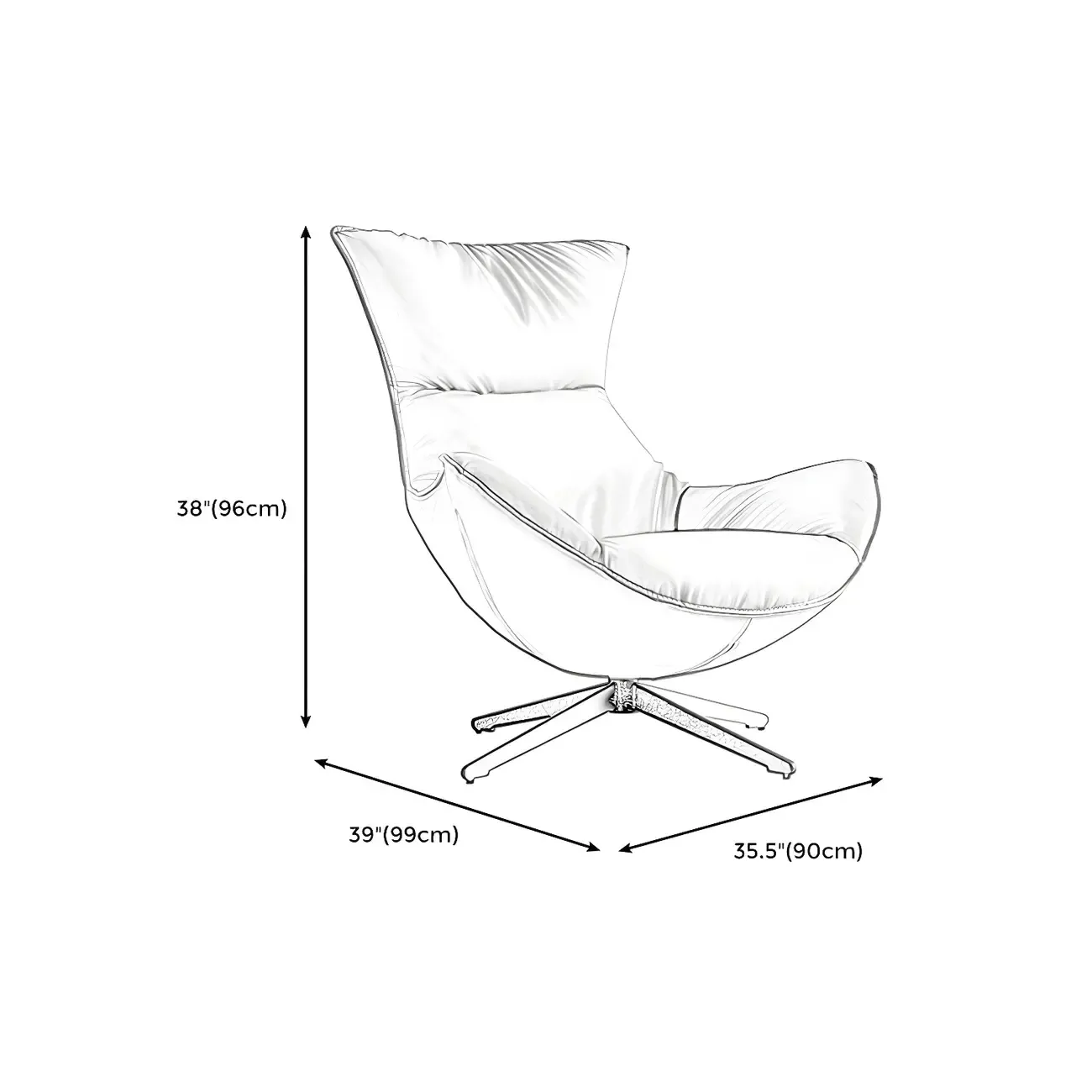 Modern Leather Brown Lounge Chair with Ottoman