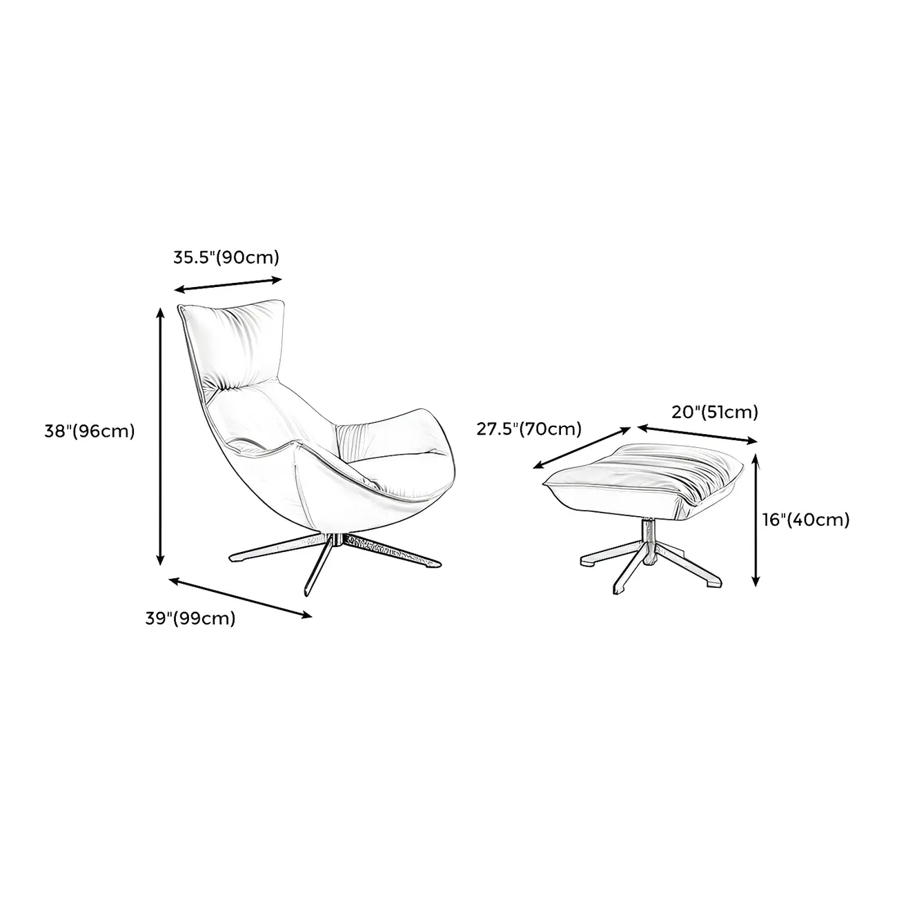 Modern Leather Brown Lounge Chair with Ottoman | homeyfad