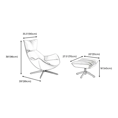 Modern Leather Brown Lounge Chair with Ottoman