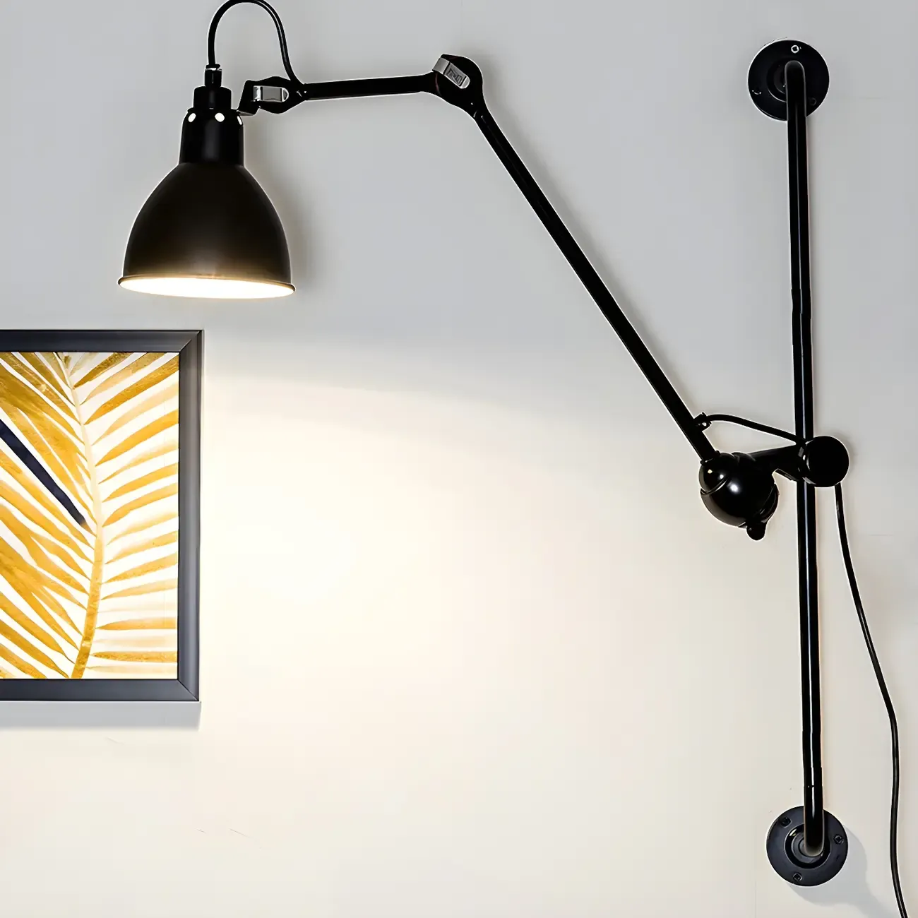 Trestle Base Metal Black Swing Arm Wall Light Image - 1