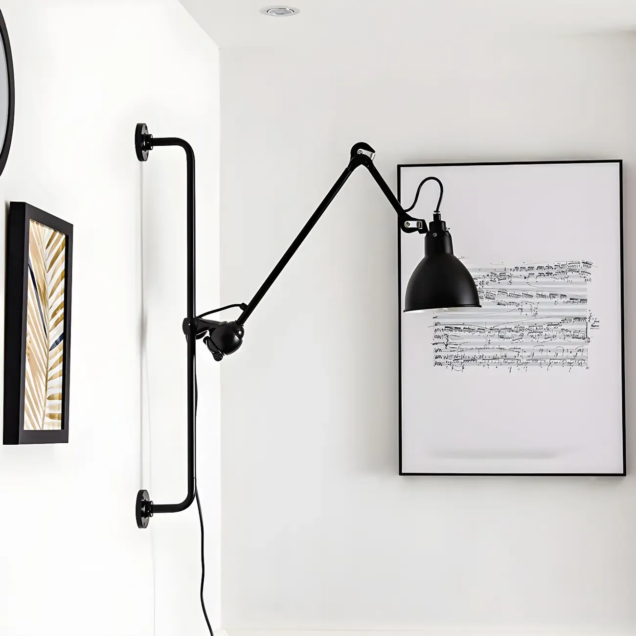 Trestle Base Metal Black Swing Arm Wall Light Image - 3